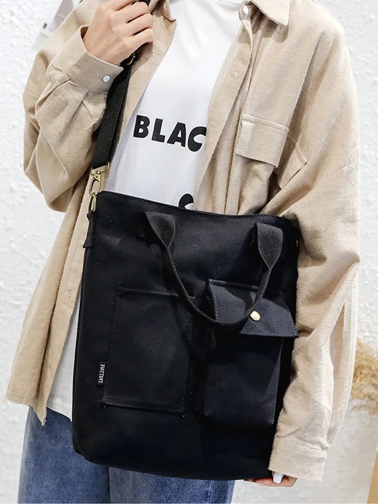 

Холщовые сумки на плечо для женщин, повседневные дамские сумочки для покупок, вместительные тоуты, однотонные женские сумки через плечо для...