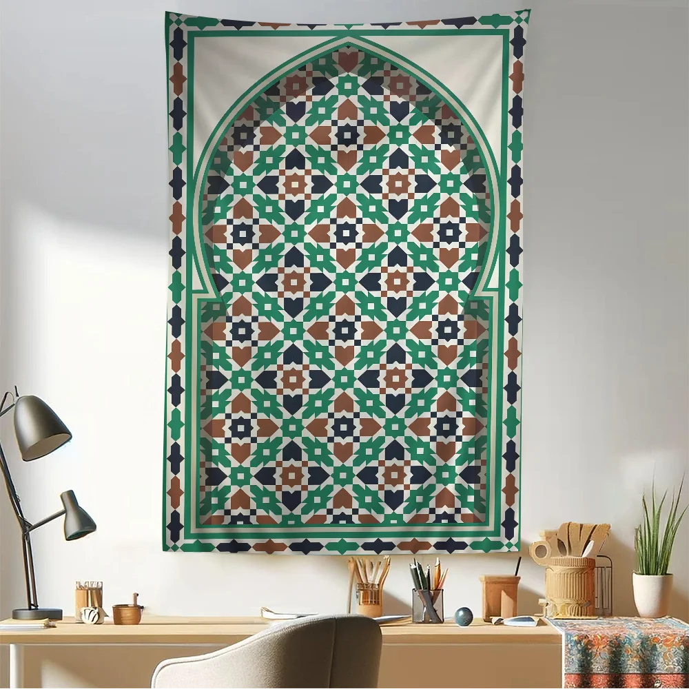 Morocco Door Arabic Cartoon Tapestry Hippie Flower Wall Carpets Dorm Decor Art Home
