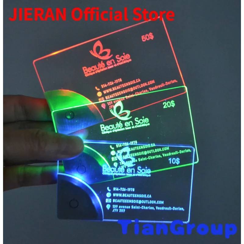 

LINLI Patent Flashing Glowing Personal Name Card for Promotional, Branded Advertising Acrylic Business LED Card