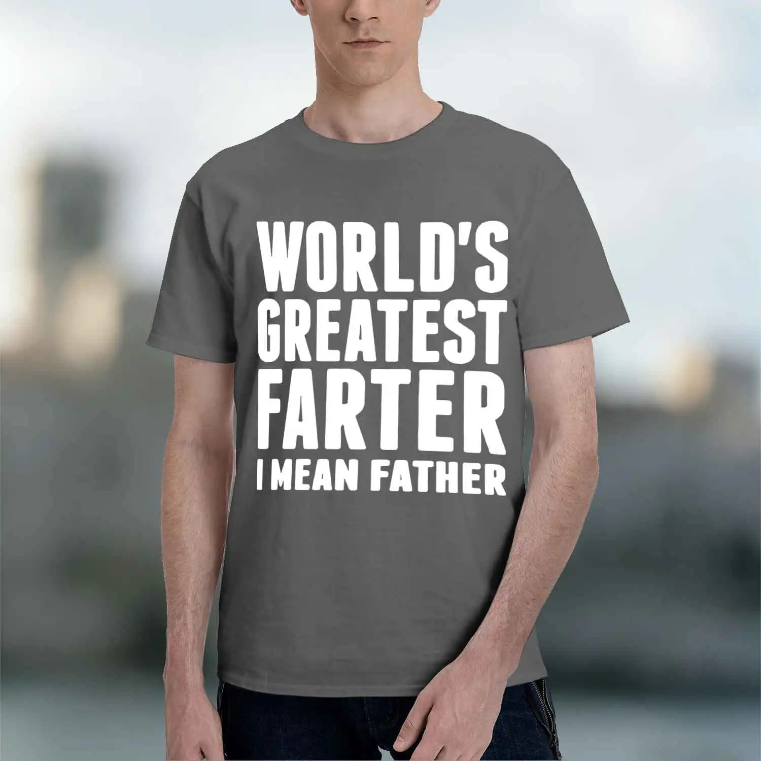 Фото Футболка с коротким рукавом и круглым вырезом для мужчин Funny Worlds Greatest Fer I Mean Father Graph Streetwear Best Dad Ever Father 2026, новая модель №5