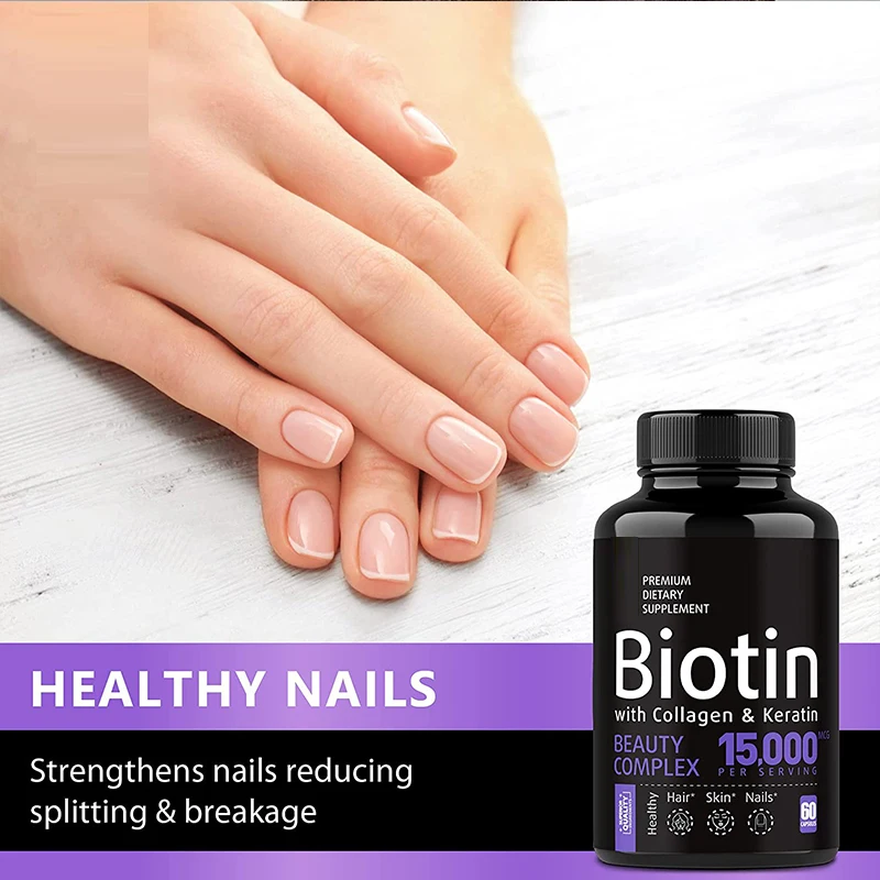 

60 pills of biotin capsule hair care armor promotes hair growth strengthens and repairs hair structure and radiant skin