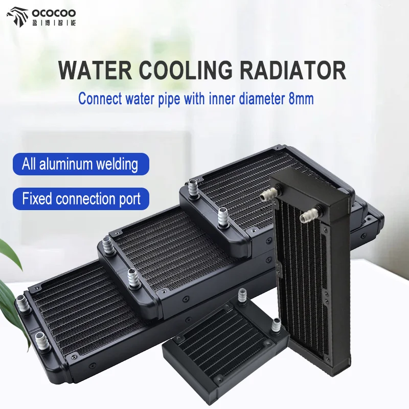

OCOCOO Radiator 80mm/120mm/160mm/240mm/360mm Aluminum Connect 8mm Hose Suitable 80/120 Fans Computer DIY Water Cooling System
