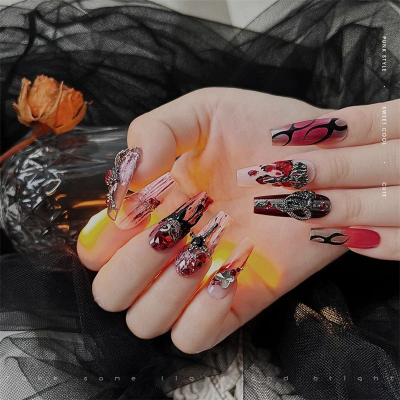 1/2 коробки 3D темнота металлические подвески для ногтей Aolly черный Хэллоуин череп