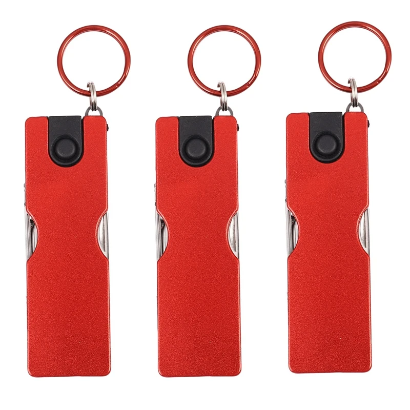 

3X Multifunction Mini Fashion Keychain Stainless Steel Nail Clipper LED Light Ear Cleaner Pocket Ring Portable Fold Tool