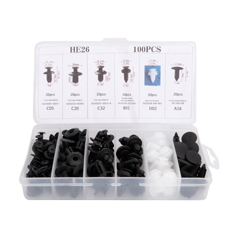 

100Pcs Car Door Card Panel Trim Clips Bumper Fastener Retainer Push Rivet Kit Universal Door