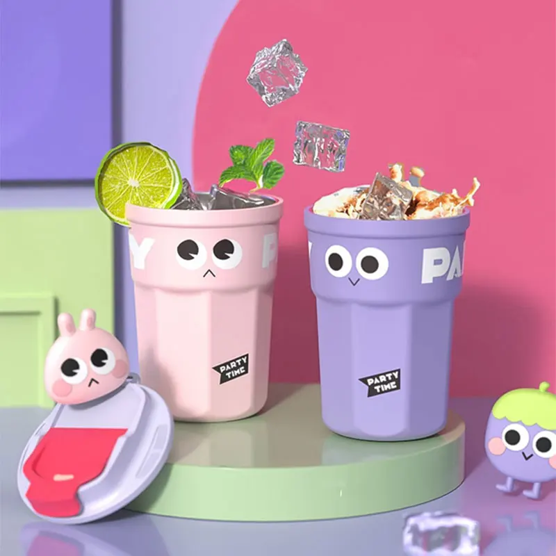 

400Ml Household Cute Cartoon 316 Stainless Steel Insulation Cup Children's Creative Water Bottle Travel Portable Handle Cup