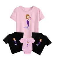 sofia mermaid disney princess hippocampus cute kids short sleeve baby girl boy baby romper family matching adult unisex tshirts