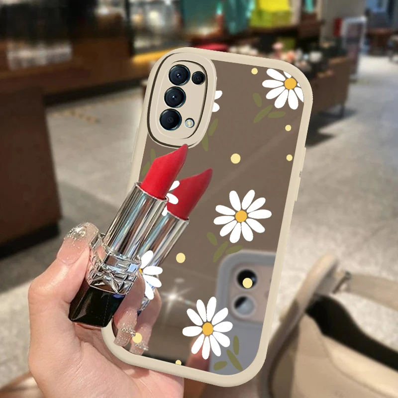 Роскошный глянцевый зеркальный чехол для OPPO Reno 10 Pro Plus 10Pro 8T 8 7 7Z 6 5 с цветочным