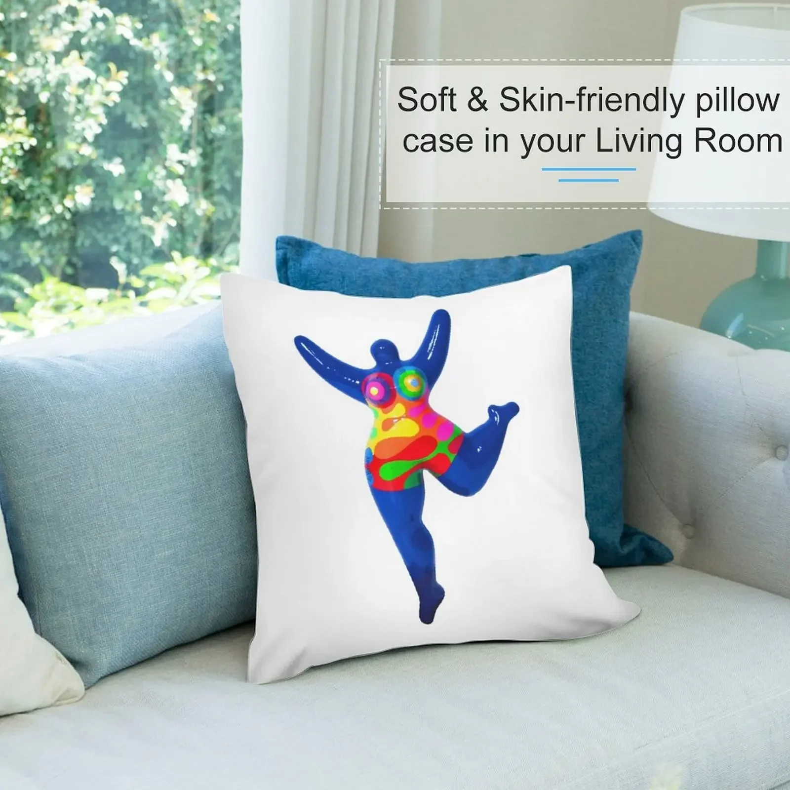 Синяя наволочка Nana Biriney-tribute to Niki de Saint Phalle декоративные подушки для кровати