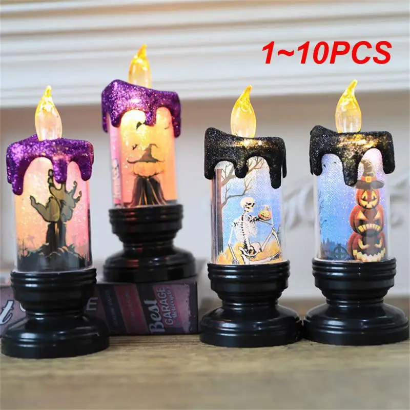 

1~10PCS Desktop Ornaments Realistic Skull Design Atmosphere Rendering Widely Used Waterproof And Lightweight Electronic Candle