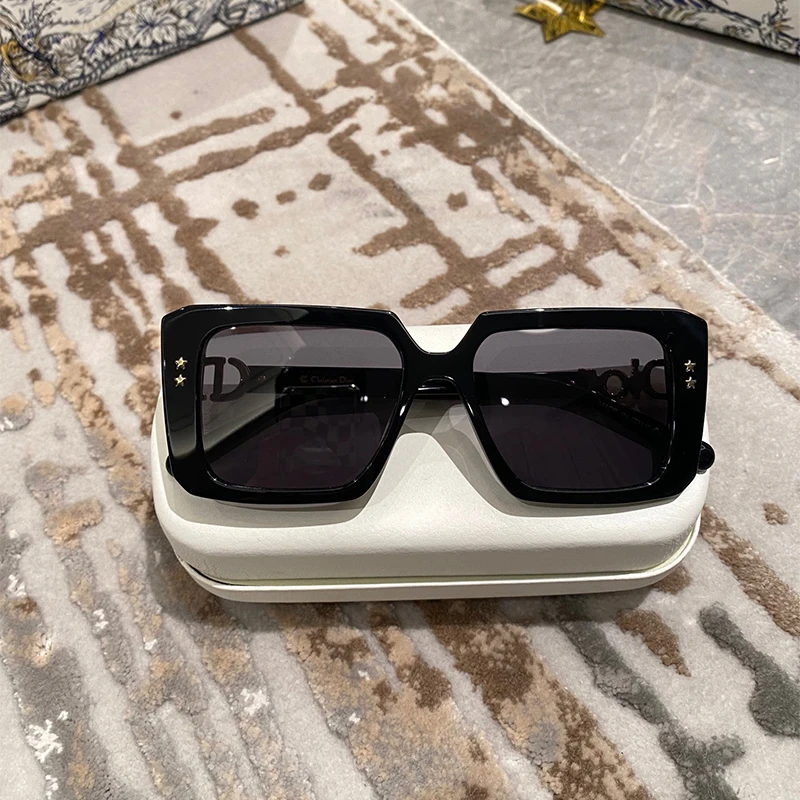 2023 top quality White square framed sunglasses women's face thinning sunglasses