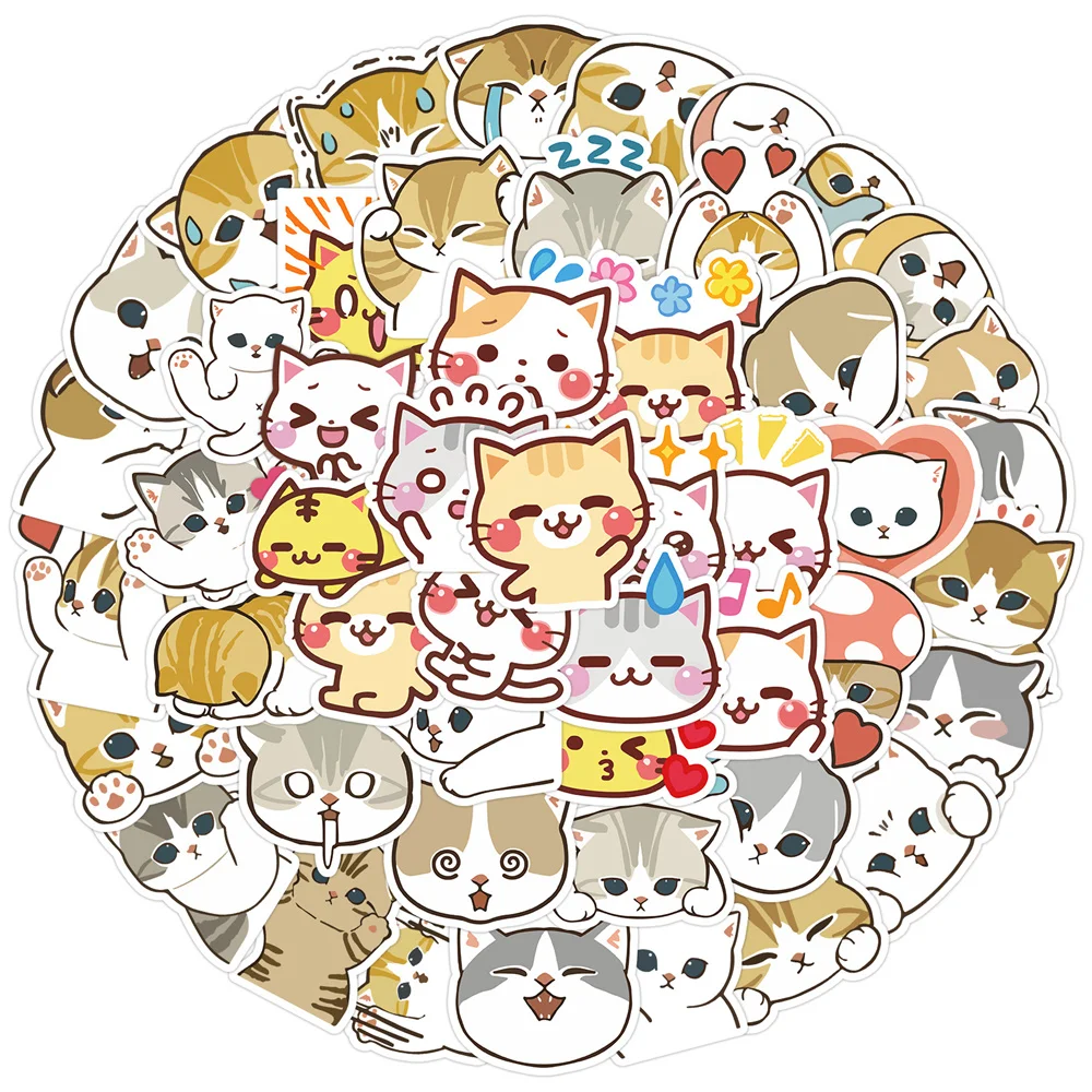 

10/30/50PCS Cute Cat Cartoon Graffiti Waterproof Sticker Personalized Creative Decoration Refrigerator SkateboardHelmetWholesale