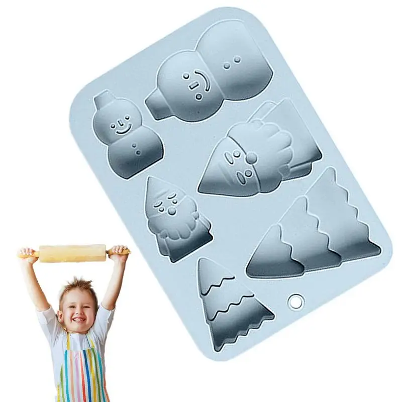 

Soap Mold Christmas Snowman Santa Tree 6 Cavity Silicone Molds DIY Sugar Chocolate Hard Candies Dessert Candle Molds