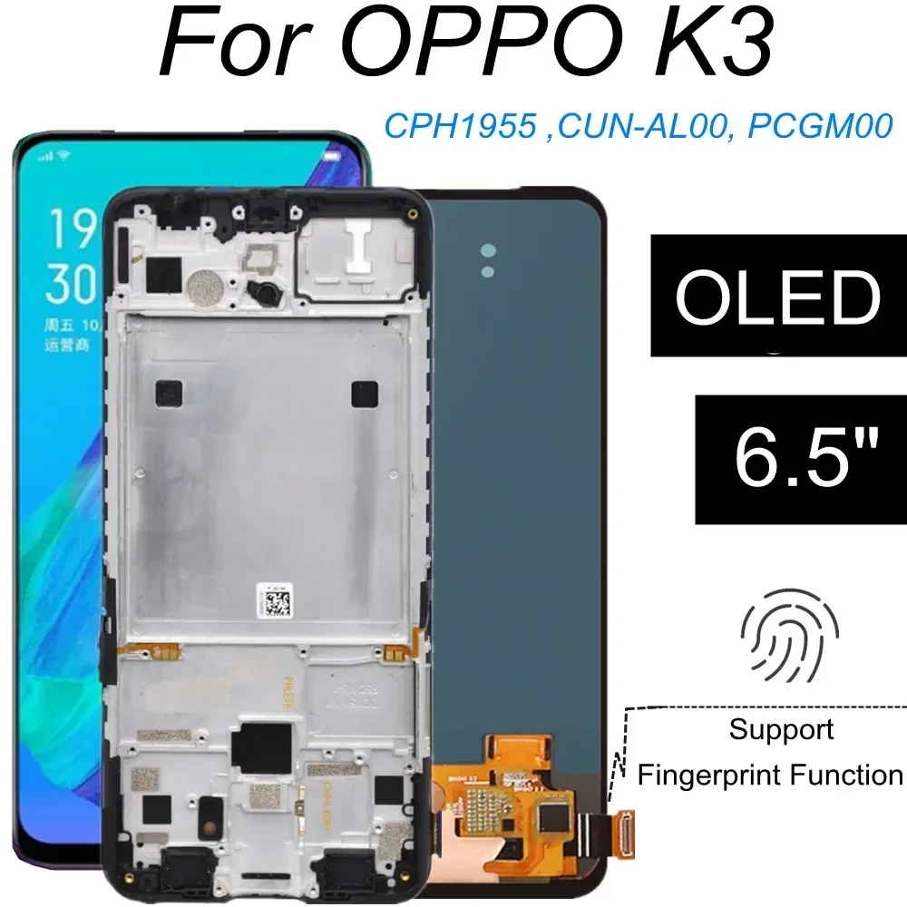 6 5 &quotOLED для OPPO K3 ЖК-дисплей замена сенсорного экрана в сборе CPH1955 CUN-AL00 PCGM00 LCD