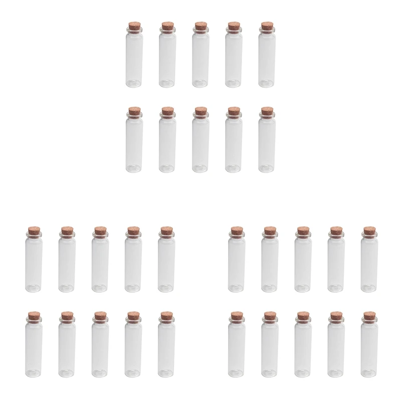 

30 Pcs 20Ml Mini Clear Wishing Bottle Message Glass Vial With Cork Home Decor
