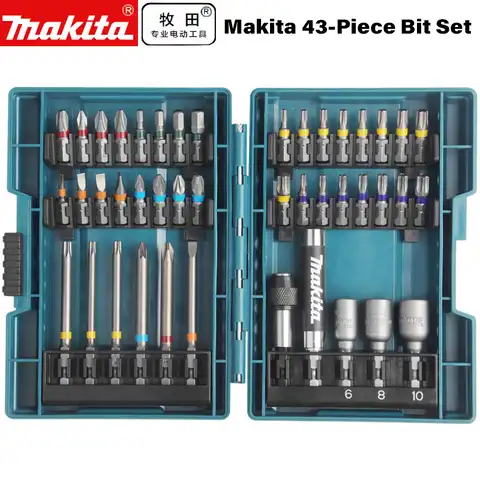 Набор насадок для электрической отвертки Makita B-55697 43 шт., цветная коробка, шестигранная розетка крестового типа, аксессуары для электродрели