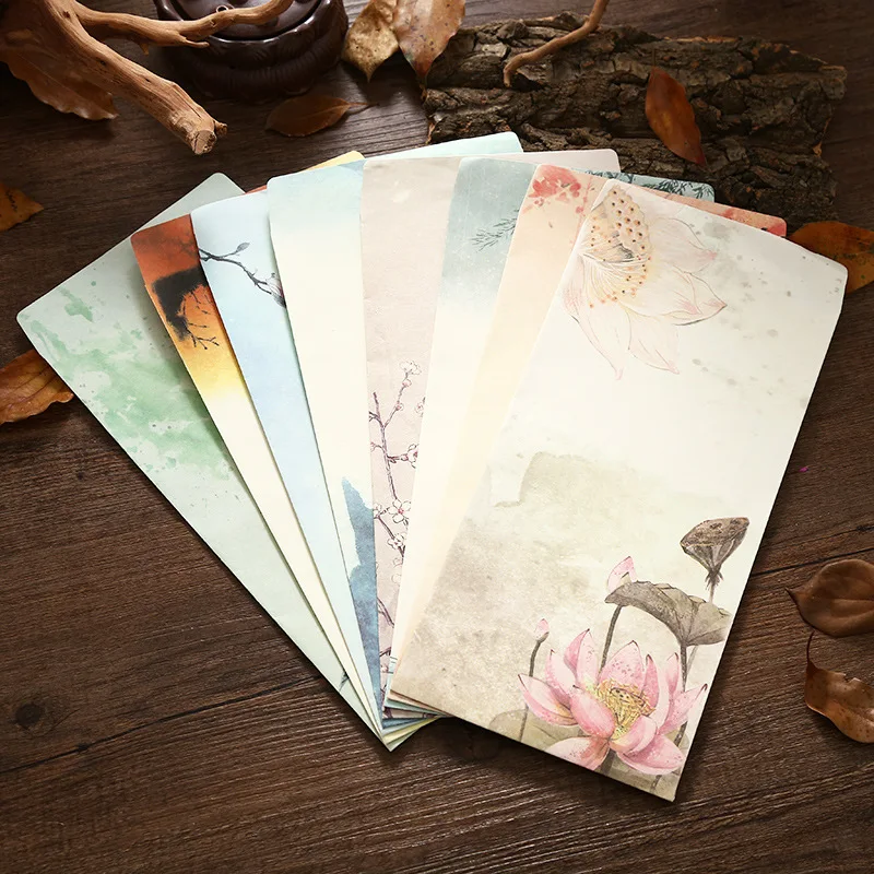 

6pcs/set Wash Painting Envelopes Letter Pads Vintage Letter Paper Note Pads Wedding Party Supplies Korean Stationery Office
