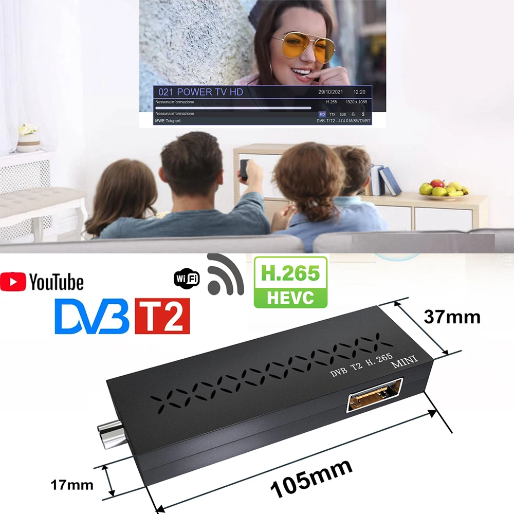 

Haohsat DVB T2mini Italy Digital TV Stick 4K Full HD 1080P DVB T2 TV Tuner European T2mini Satellite TV Receiver TV Stick 4K