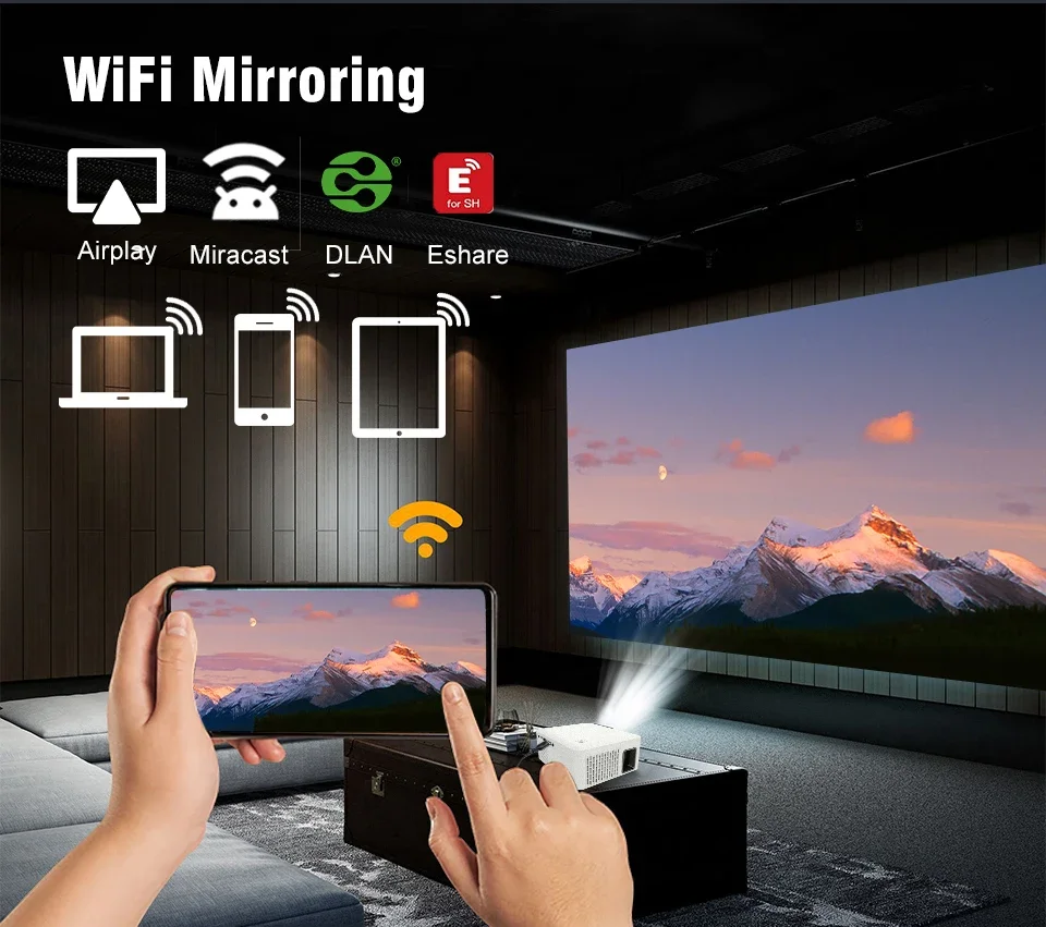 Мини-проектор Портативный 4000 люмен проектор Televisor Goojodog Dip Xga Wifi домашний кинотеатр