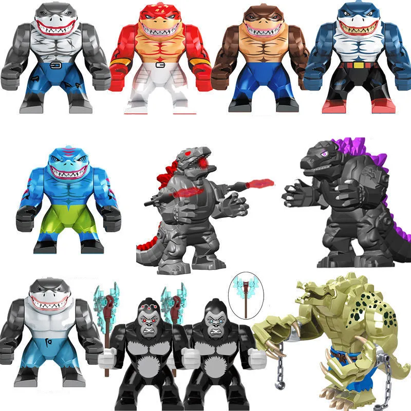 Disney New Anime Character Superhero Large Shark Hulk King Kong Spider Godzilla Doll Building Block Toys Children Gift