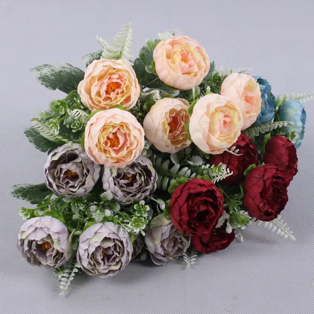 Искусственный цветок искусственный букет 5 больших голов и 4 бутона украшение для