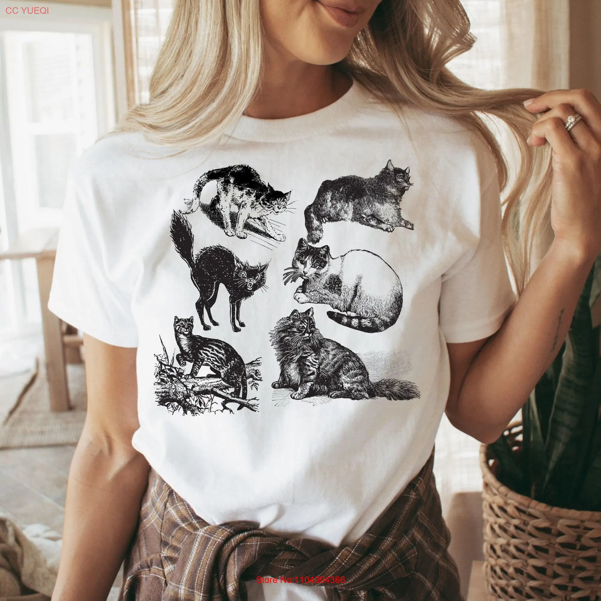 Милая Винтажная футболка с изображением кошки забавные иллюстрации подарок для