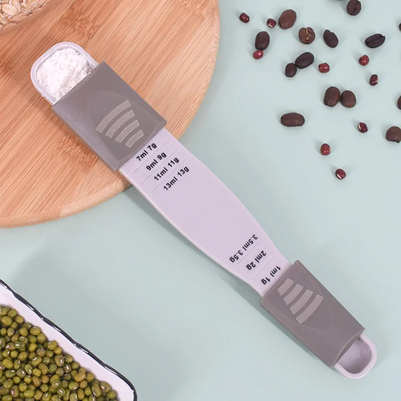 

Adjustable Kitchen Scales Measure Cup Double End Eight Stalls Measuring Spoon For Salt Soup Coffee Tea Powder Kitchen Gadgets