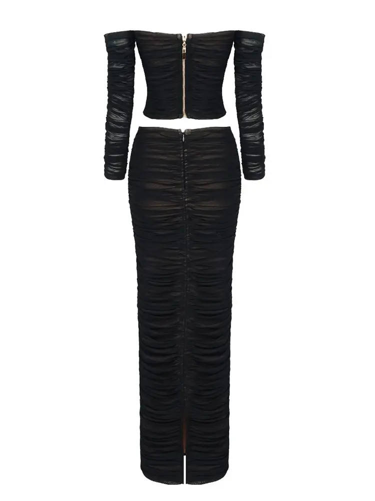 2023 сексуальный женский комплект для выпускного вечера топ с открытыми плечами и