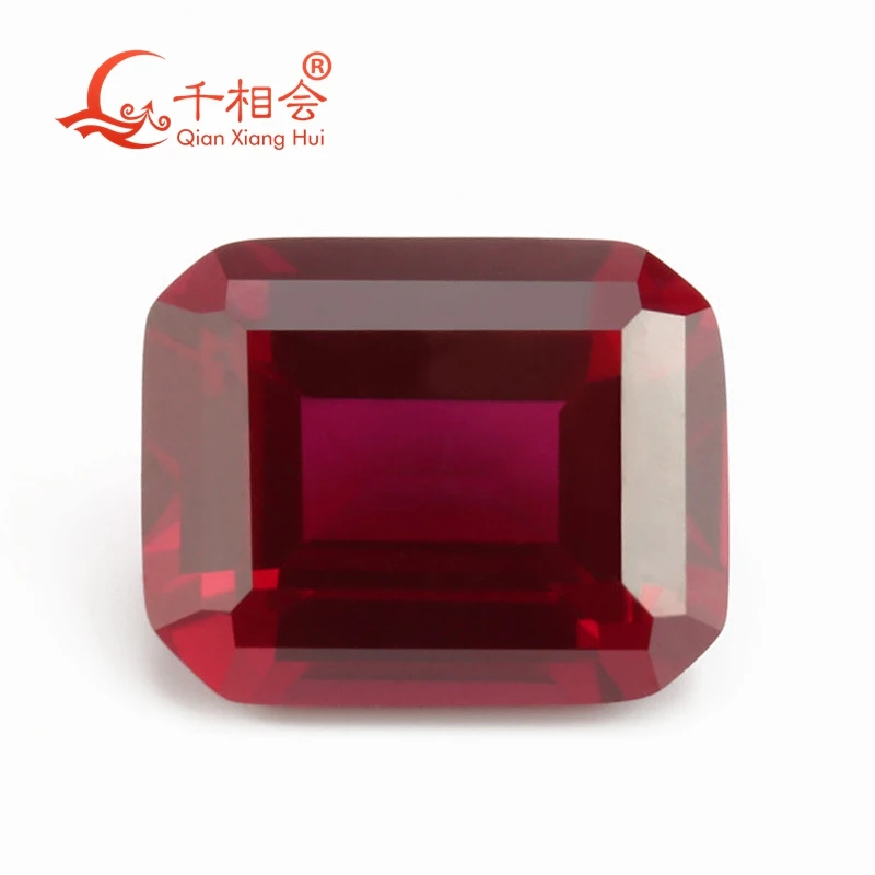 

8# dark red color ruby rectangle shape emerald cut artificial Sapphire corundum gem stone for jewelry making