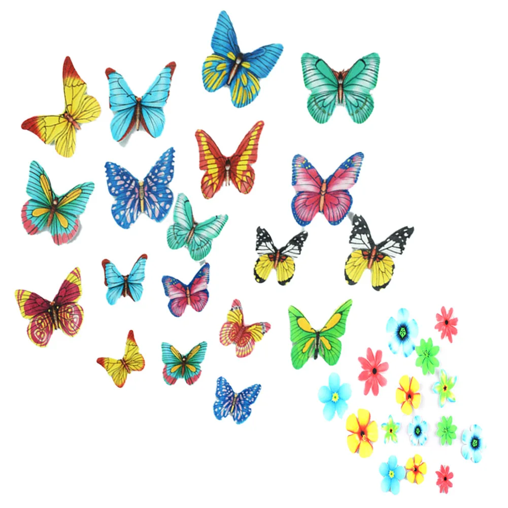 

100pcs Butterfly/Flower Shape Cake Baking Decoration Glutinous Edible Rice Paper Wafer Paper Cake Dessert Toppers