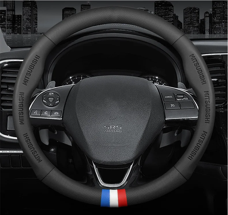 Car 3D Embossing Logo Breathable Steering Wheel Cover For Mitsubishi L200 Lancer EX Outlander ASX CUV RVR Colt Pajero Endeavor |