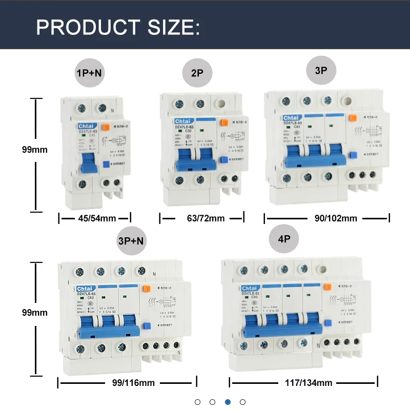 . Φ 1P + N 2P 3P 4P RCBO 63a Din-рейка переключатель защиты от остаточного тока бытовая