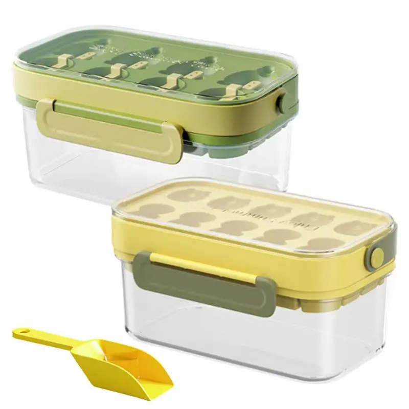 

Ice Molds Large Food Grade Silicone Ice Tray Multi-functional Ice Cube Tray With Lid And Bin Reusable Ice Tray Kit Kitchen Tool