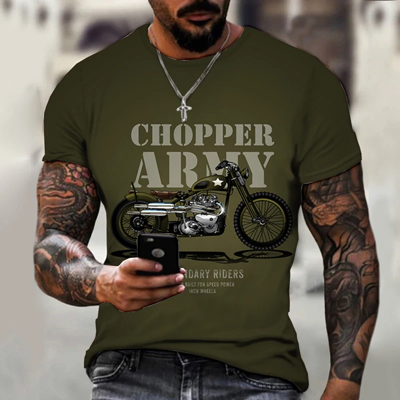 

O Neck Men's T-shirts Retro Motorcycle Luxury Tracksuit Fashion Hot Casual Hip-hop Oversized T-shirt Tops Outfit Summer Street
