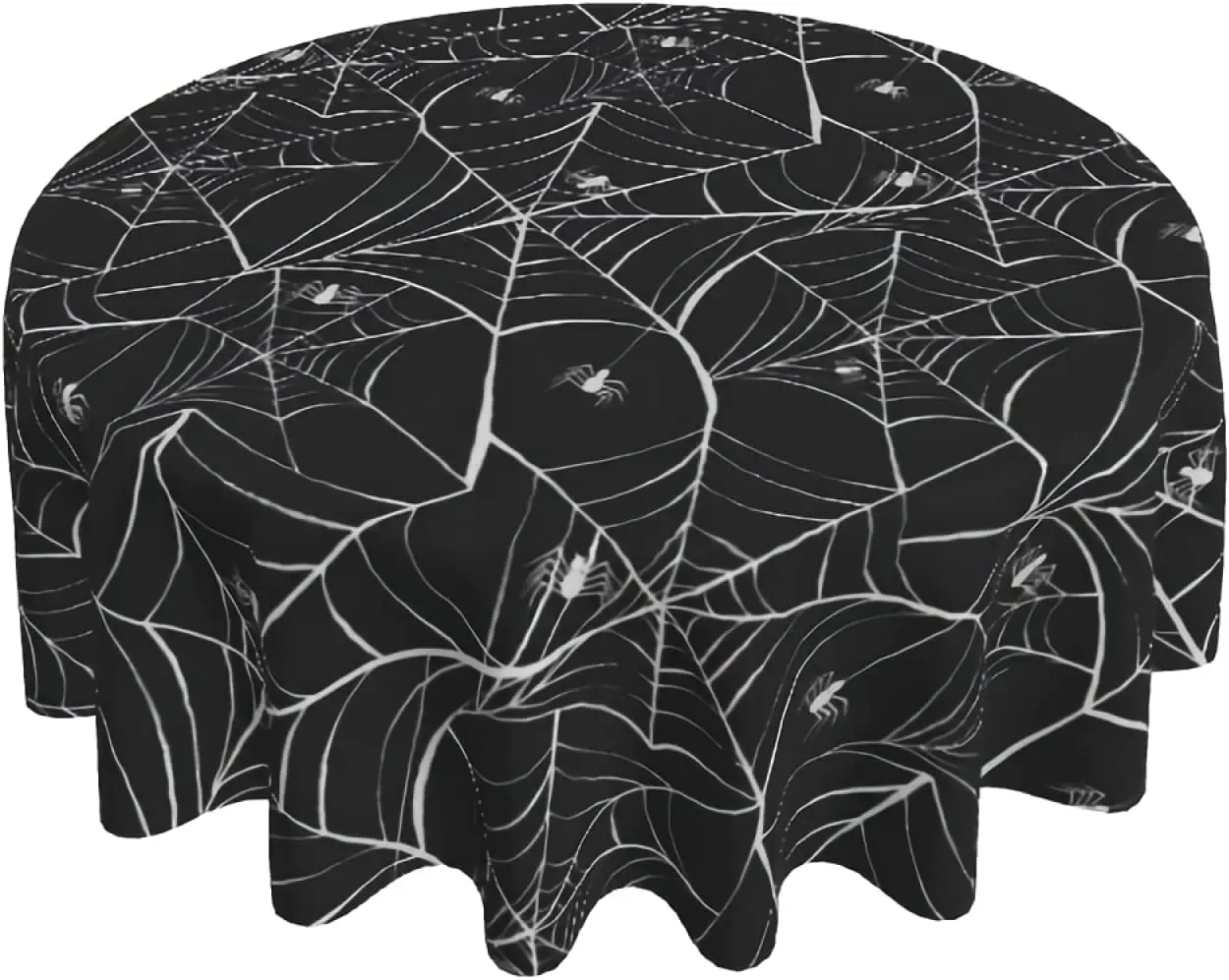 

Halloween Tablecloth Round Spider Web Table Cloths Circular Table Cover Outdoor Indoor Tabletop Decor Party 60 Inch