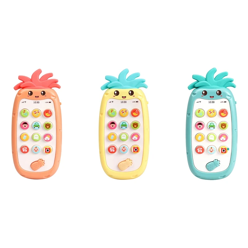 

Simulated Mobile Phone Bilingual Musical LED Pineapple Shape Kids Educational Toys For Children Gift