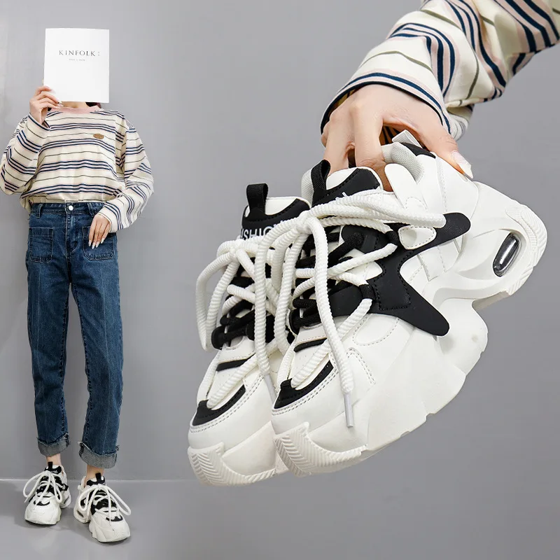 InsKorean стильные новые женские туфли для папы Весна Студенческая спортивная обувь