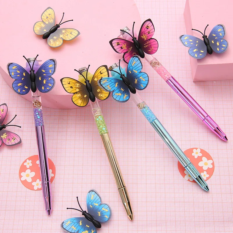 

24 шт./лот креативная гелевая ручка-бабочка с черными чернилами 0,5 мм, нейтральные ручки, рекламный подарок, офисные и школьные принадлежност...