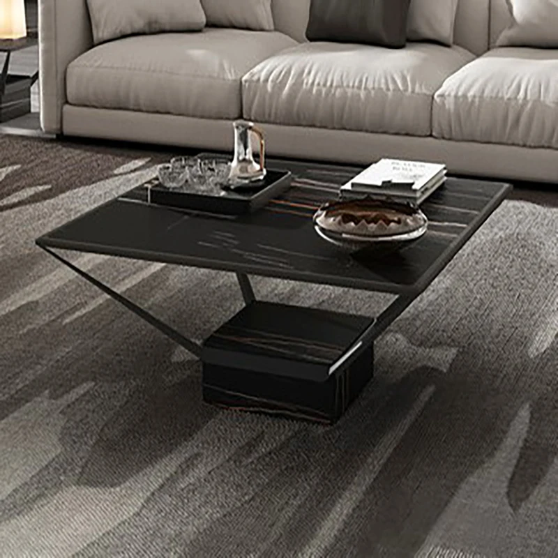 

Italian Style Coffee Table Square Edge Light Artistic Personality Creative Luxury Rock Designer Small Apartment Living Room Home