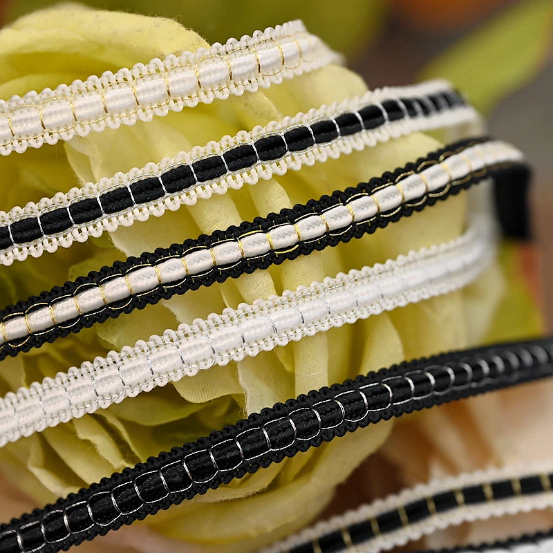 Черно-белая вязаная плетеная кружевная лента высокое качество поделки своими