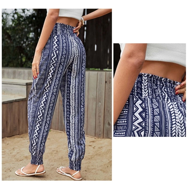 

Loose Fit Pencil Printed Pant Office School Casual Style Trousers High Waist Summer Spring Cloth for Women Girl