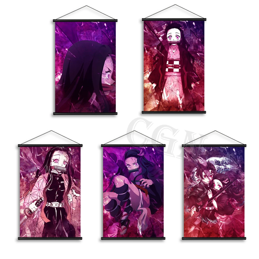 

Картины Pint Demon Slayer киметасу No Yaiba Холст Плакаты Аниме Фигурка настенное искусство Модульная картина Декор для дома комнаты свиток