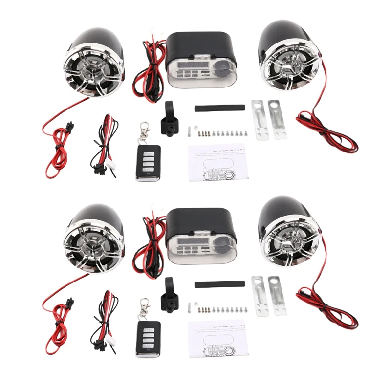 

2X Motorcycle Audio Sound System Stereo Speaker Waterproof Motorbike Scooter FM Radio Bluetooth USB TF MP3 Music Player