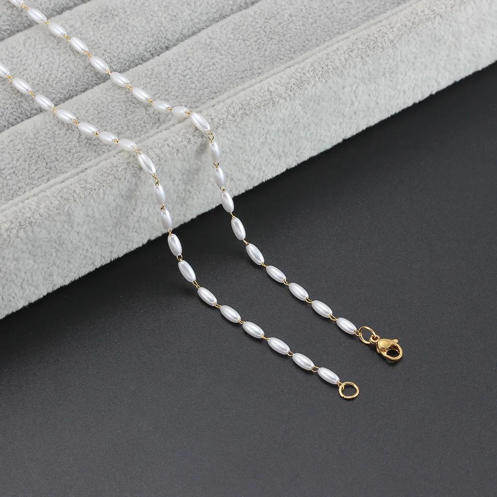 Белые ожерелья из нержавеющей стали с искусственным жемчугом для женщин