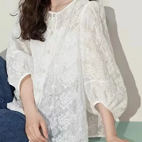 Женская весенне-летняя новая тонкая накидка с длинным рукавом Элегантная белая