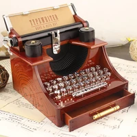 creative retro music box vintage typewriter mechanical jewelry box with drawer birthday gift chrismas present home decoration