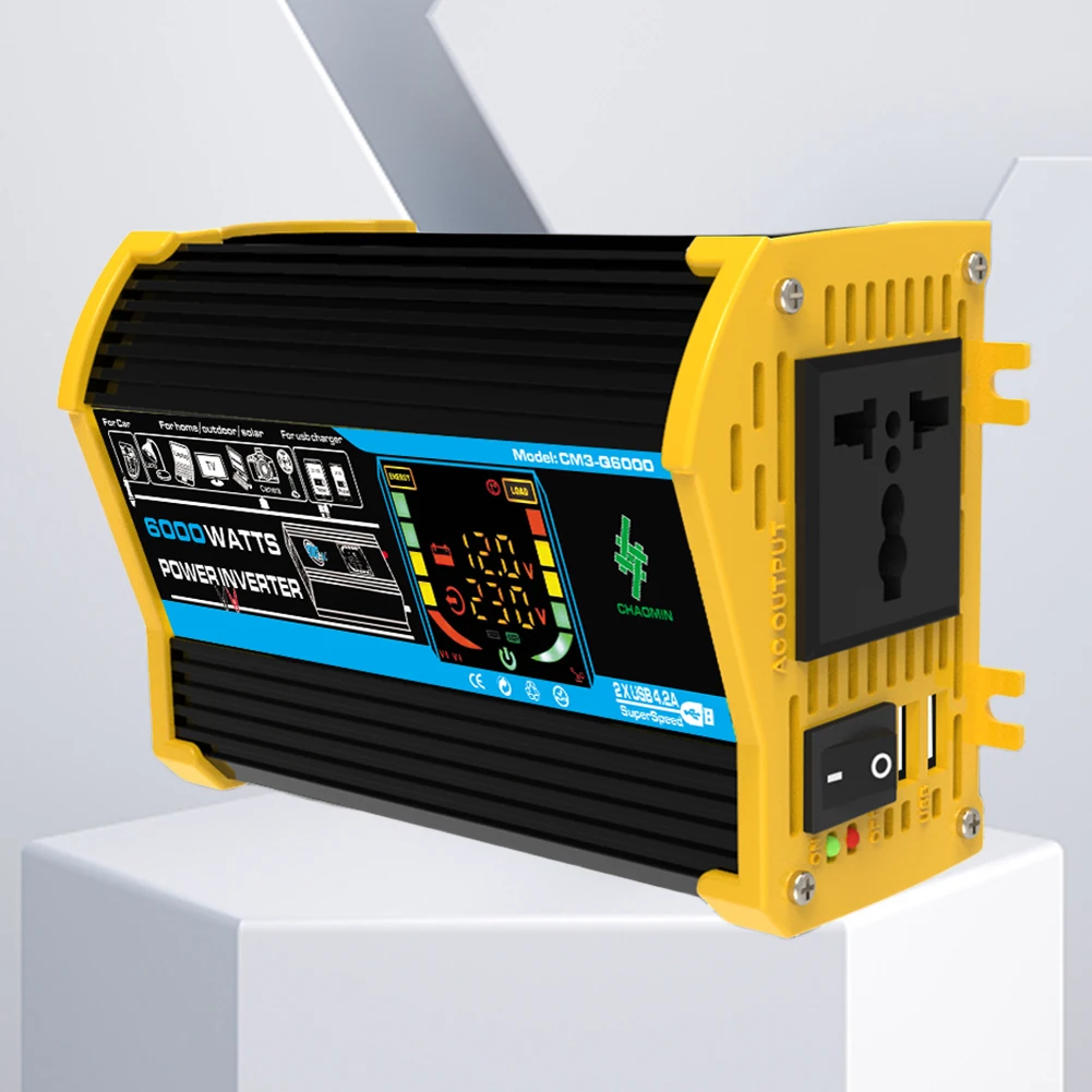 

Dual USB Car Voltage Transformer 6000W Power Converter DC 12V To AC 110V 220V LCD Display Digital Power Inverter for iPad Phone
