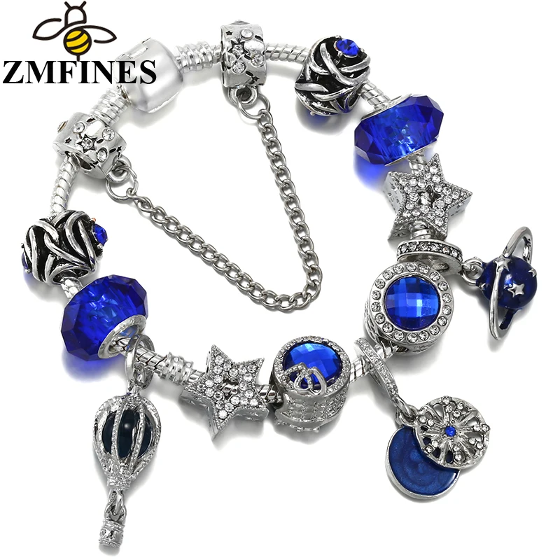 

Romantic Hot Air Balloon Charm Beads Pendants DIY Snake Chain Charm Bracelet For Women Children Fashion Jewelry Dropshipping