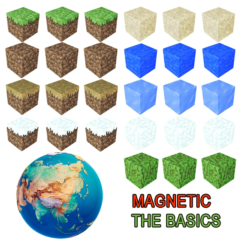 

10PCS/LOT Magnetic Building Blocks 2CM My World The Basics Cubes Hobby Toys For Children Kids Best Friends Gift Present Bricks