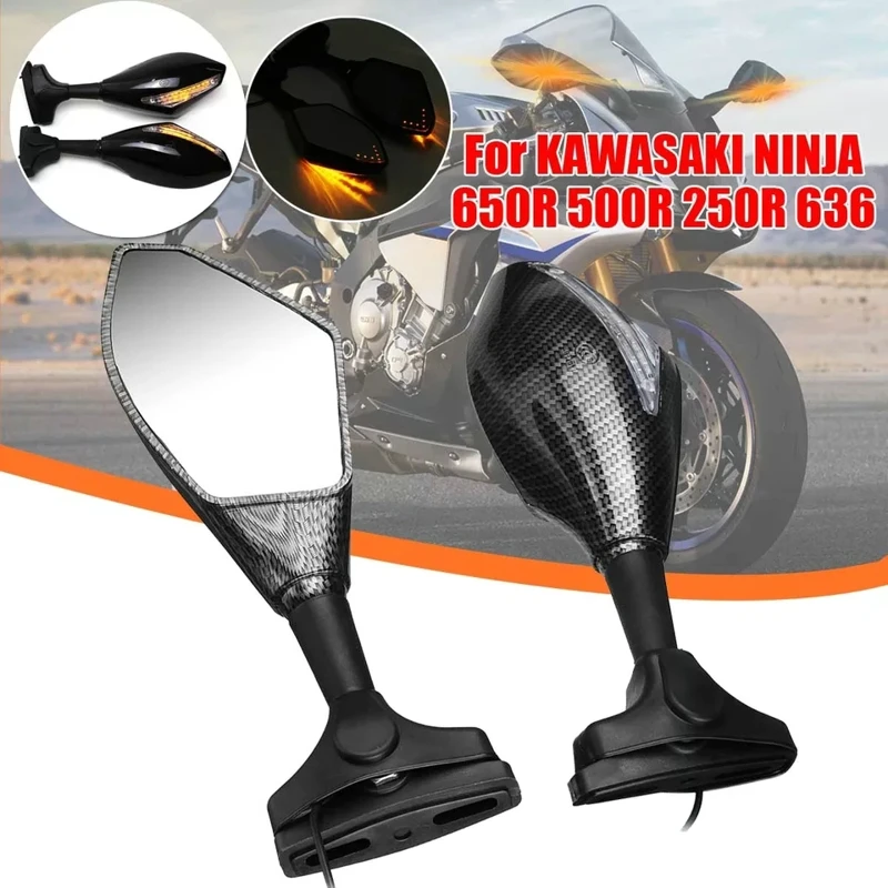 

Eonstime Pair Motorcycle Mirrors LED Turn Signal Light Rear view Mirrors For Honda CBR1000 Yamaha Kawasaki SUZUKI GSXR 600/750